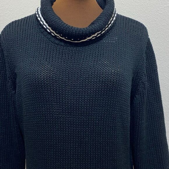 Olsen Europe Cowl Neck Black/White Sweater Size 10 - Picture 2 of 8